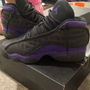 Jordan 13’s black and purple ! Used .. still in good condition